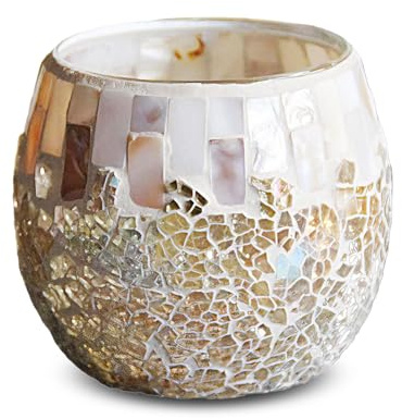 Oriental riverkit Mosaik Glas Kerzenhalter, Vintage Teelichtgläser, Weiß