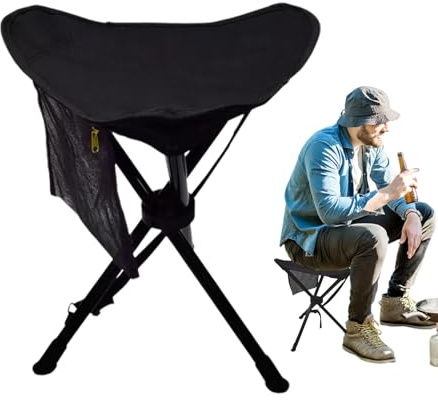 Generico Sedia A Treppiede,100kg Peso Massimo Sedia Da Picnic Tripode - Sgabello Da Viaggio Portatile,per Adulti Campeggio Viaggio Escursionismo Zaino in Spalla BBQ Picnic Concerto