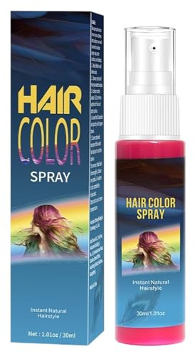 Pink Hair Spray, 30ML Washable Temporary Hair Colour Spray, Long Lasting Colour Hairs Dye Sprays for Kids Adults, Non Sticky Temporary Coloured Hairs Wax Mist, for Women & Men