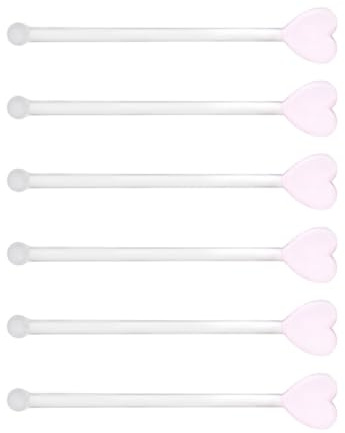 KOCKSHION 6 Pcs Glass Stirring Rods with Long Handle, Handcrafted Beverage and Wine Stirrers, Coffee Drink Mixing Sticks for Bar and Home Use
