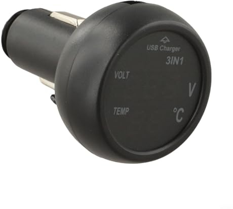 Termómetro voltímetro de coche de 3 pulgadas con enchufe USB, indicador de pantalla digital de 12 V 24 V para nivel de vehículo, sistema eléctrico automático (rojo verde)