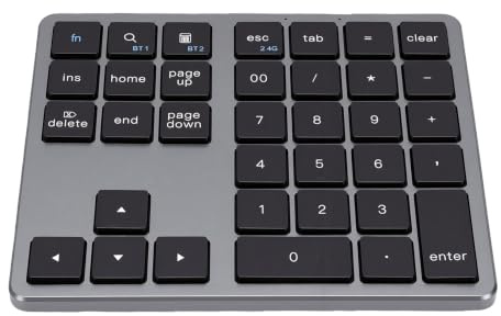 YUEHISY Tastierino Numerico Wireless, Tastierino Numerico Bluetooth 2.4G a 35 Tasti a Doppia modalità, Scorciatoie per Inserire la Calcolatrice, per PC Desktop Portatile (BLACK)