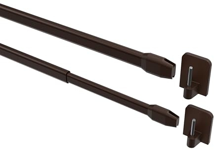 Interdeco Vitragestangen mit Klebehaken/Scheibenstangen Braun (8 Stück), ausziehbar 60-100 cm