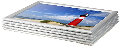 HR Direkt Verkauf GmbH Vorteilspack 5 x Bilderrahmen Alu-Klapprahmen A3 aus Aluminium im Set - DIN A3 - hoch und quer nutzbar