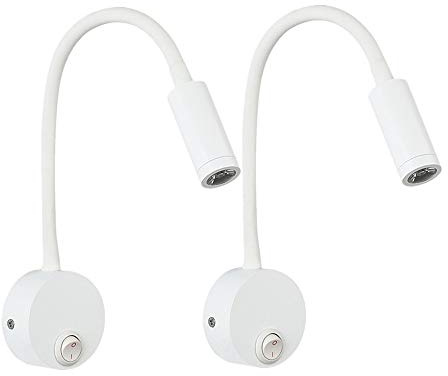 CASEWIND 2 pièces LED Lampe de Lecture Murale Couleur Argentée en Aluminium, Lampe de Bureau Lumière Chaude Blanche Design Protection Yeux, Lampe de Chevet avec Interrupteur