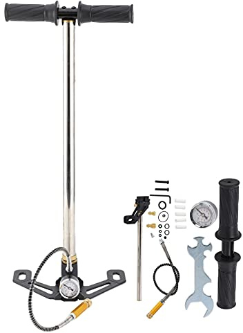 lyrlody Handpumpe, 3-stufig 4500PSI Steigbügel-Ladegerät PCP Hochdruckhandpumpe Luftgewehrfüllung Steigbügelpumpe Luftgewehrgewehr Luftgewehrgasfilter Manometer für PCP Luftgewehrbootsreifenball