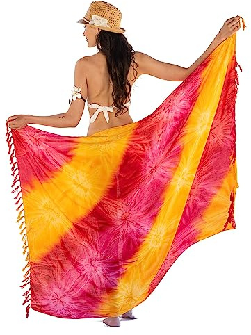 NELUHA Sarong Tuch Damen aus Indonesien – XXL Strandtuch zum Umbinden mit Saronghalter – Wickelrock, Wickeltuch, Hüfttuch und Pareo
