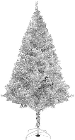 Arthas 180 cm glitter julgran för heminredning jul semester säsongsbetonad gnistrande underbar hopfällbar konstgjord julgran (silver)
