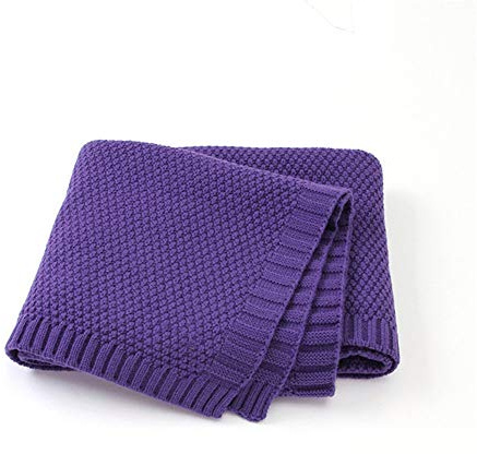Strickdecke Babydecke Kuscheldecke, Surwin Mädchen und Jungen Babys Gestrickt Kinderdecke Freien Krabbeldecke Perfekt für Kinderwagen Babybett (80x100cm,Lila)