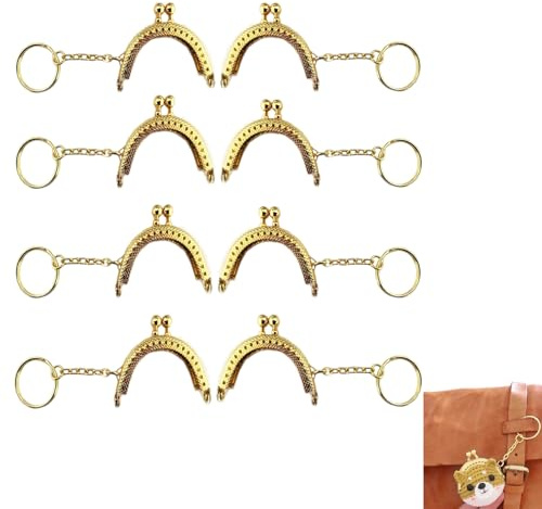Eterspr 8 Stück Geldbörse Rahmen Kuss Schließe, Taschenbügel Verschluss, Metallbogen Rahmen Kuss Haken Verschluss, für Geldbörsen, Handtaschen, Basteldekoration(Golden)