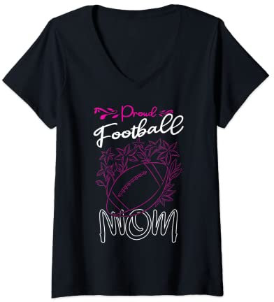 Damen American Football Helm Schützer T-Shirt mit V-Ausschnitt