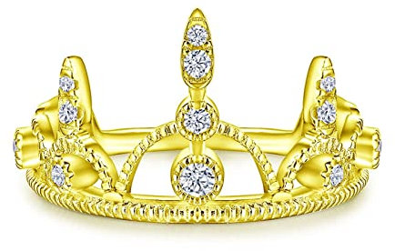 Aotiwe Verlobung Ring Silber, Schmuck Silber Damen 925 Krone Gold mit Rundschliff Zirkonia Größe 60 (19.1)