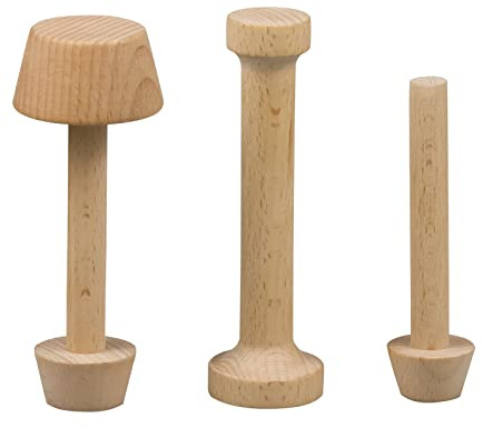 KVMORZE 3Pcs Tart Tamper Set, Portable Wooden Double Side Pie Pastry Dough Tamper, Wooden Egg Tart Mold, DIY Cake Pastry Tools for Egg Tart, Pasta, Cheesecakes and Dessert Baking