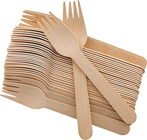Best House EcoWise 100% Natural, Biodegradable Compostable, Eco-Friendly Wooden Fork Made from Sustainable Wood for Christmas, Parties, BBQ, Picnic, Birthdays & Wedding (Pack of 100)