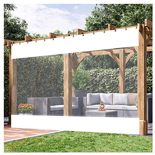 STRMAX Abdeckplane Holz,Wasserdichter Vorhang for Den Außenbereich, Transparente Kunststoffplane Mit Ösen, PVC, Strapazierfähig, wasserdichte Plane for Pergola, Terrasse, Zeltseitenvorhänge (Color :