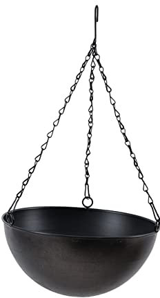 Duiaynke Blumentopf aus Eisen, Metall, zum Aufhängen, Topfpflanzen, Kette, Korb, moderner einfacher Stil, Heimdekoration (schwarz groß)