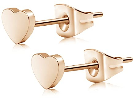 Artskin Boucles d'oreilles coeur plat titane sans nickel hypoallergénique pour oreille sensible délicat en forme de coeur pour les femmes filles adolescents