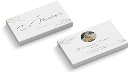 Visitenkarten mit Foto personalisieren | Tutorin | 2-seitig | Querformat | Menge + Papier zur Auswahl | gestalten | hochwertig | 350 g Qualitätsdruck | Tutor | Student | Lehrer (50 Stück)