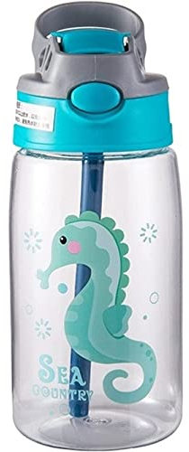 Wasserflasche für Sport Strohbecher Transparenter Auslaufsicherer Tragbarer Wasserbecher Niedlicher Kreativer Entenschnabeltopf Cartoon-Wasserbecher Nachhaltige Wasserflasche ( Color : Fish , Size : 4