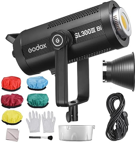 Godox SL300IIIBi Fotolicht 330 W Studio-LED-Videoleuchte, 2800 K–6500 K, dimmbar, 9 FX-Lichteffekte, CRI96, TLCI97, Bowens-Mount-APP-Fernbedienung für Fotografie, Live-Streaming, Porträtprodukt