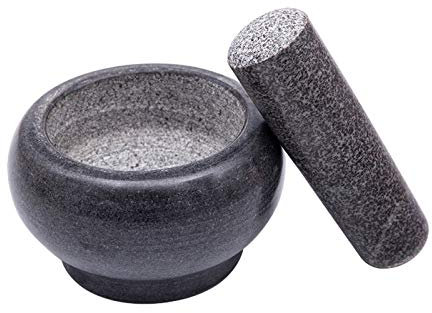 Mortier et pilon Mortier et pilon en pierre naturelle comme broyeur à épices, broyeur en pierre naturelle, pour épices, assaisonnements, pâtes, pestos et broyeur Broyeur à épices (taille : L) ( M)