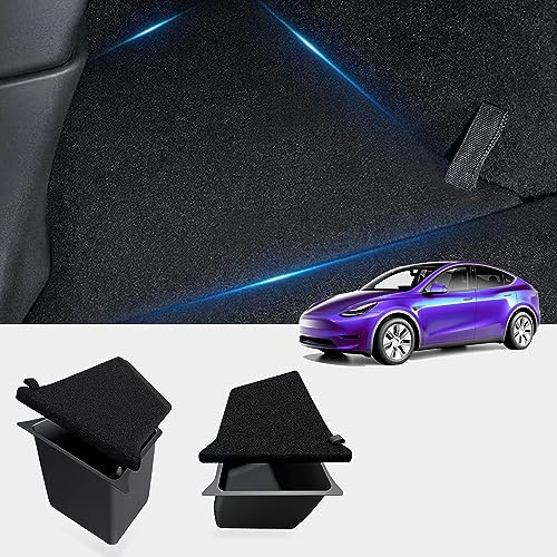 TOPABYTE Kofferraum Organizer für Tesla Model Y 2024 2023 2022 2021 2020 Aufbewahrungsbox Behälter Seitenbox mit Deckel Innenzubehör (Hergestellt in Berlin, 2 Stück)