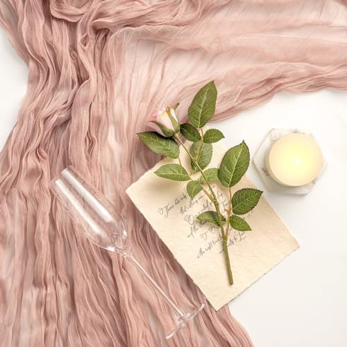 AOKSUNOVA Tischläufer Altrosa Tischläufer Hochzeit Tüll Stoff Dekostoff Tüllstoff 70 cm x 3 m