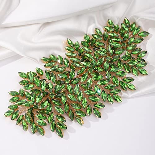 Grüner Strass Braut Haarkamm Kopfschmuck Rot Handgemacht Hochzeit Haarschmuck Party Schmuck Tiara für Frauen Mädchen Kopfschmuck-Grün