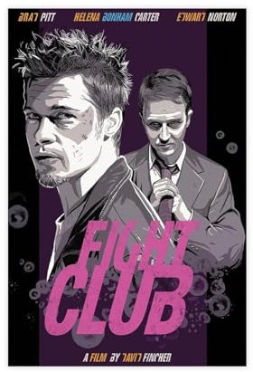 EMIGOS Fight Club Filmposter auf Leinwand, Schlafzimmer, Dekoration, Sport, Landschaft, Büro, Raumdekoration, Geschenk, ungerahmt, 60 x 90 cm