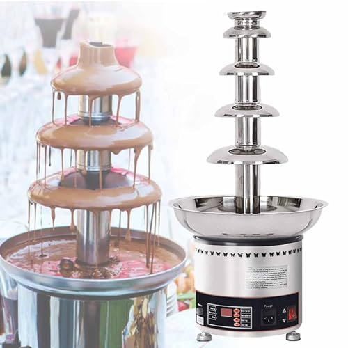 DDZJTPP Machine à Fondre Le Chocolat électrique,Fontaine à Fondue Au Chocolat à 4/5/6/7 Niveaux,Fontaine à Fondue Au Chocolat en Acier Inoxydable,pour Cuisine,Ménage,Mariage,5Tier
