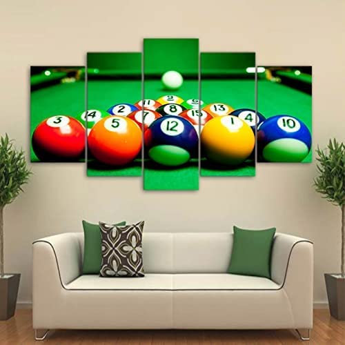 Leinwand Bilder Leinwandbilder Billard Indoor-Sport (M/Ohne Rahmen 100 X 50 Cm) Hd Poster 5 Teilig Wohnzimmer Wandbilder Gemälde Wohndekorationen Wanddekoration Geschenk Schlafzimmerbürohote -0P0V-Q2A