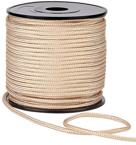 PH PandaHall 54.68 Yards/50m Cornsilk Nylon Rope Parachute Cord, 3mm Round Blinds String Braided Lift Shade Cord for Windows Repair Gardening Plant Cord for Camping Hiking Outdoor Activities