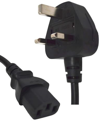 Kettle Cable Power Lead - 3 Pin Power Cable UK to IEC C13 Kettle Cable Power Lead 3 Pin for Samsung TV Computer Power Cable, Monitor, PS4 Pro, Xbox, PC Power Cord Black - 0.5m/1m/1.8m/3m/5m/10m (5m)