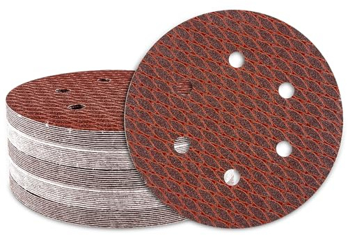 GEOGIEEW 50PCS Disque de Ponçage 150mm Grain 100 Grains 6 trous 6 Troues Abrasif pour Ponceuse Excentrique Bois Métal