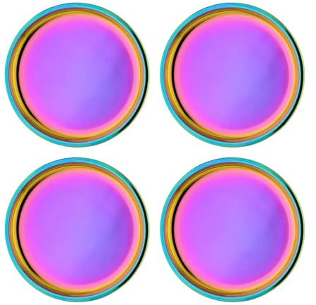 Ahimsa Stainless Steel Round Kids Plates, 9 in, Rainbow, Set of 4
