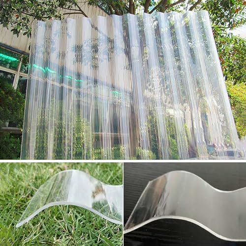 LLYLAFDC Transparente Dachplatten,UV-beständige Dachplatten,FRP-Tageslichtplatten,5 Stück 2mm Regenfeste Wellplatte,für Carports,Schuppenplatte,für Gewächshaus-Carport-Dach(35 * 20in)
