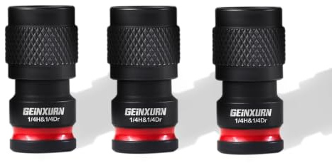 Geinxurn 3PCS Impact Screwdriver Bit Holders, 1/4-Inch Square Drive to 1/4-Inch Quick Release Hex Socket Adapter for Impact Wrench