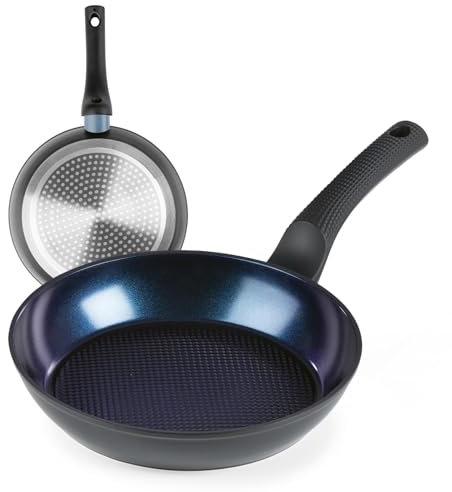 BRATmaxx Bratpfanne aus Aluminium geschmiedet, 28 cm | Induktion + alle Herdarten | Pfanne antihaftbeschichtet | Beschichtete Pfanne mit Pyramidenstruktur | Fettarm braten