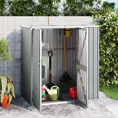 Faroom Caseta de Jardín de Metálica 161x89x161 cm Cobertizo Exterior de Acero Galvanizado, para Almacenamiento de Herramientas Gris