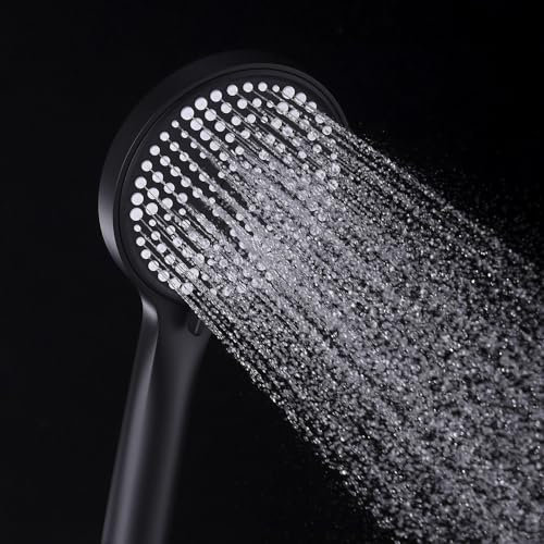 Decaura Handbrause mit 3 Strahlarten Massage/Regen/Mix Handbrausekopf Duschkopf 120mm große Platte Schwarz