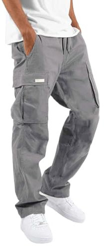 SRZYMJ Chino Hose Herren Herren Jeans Stretch Kurze Hose Herren Sport Cargohose Herren Baggy Cordhose Herren Strumpfhosen Männer Grey Sporthose Mittelalter Hose Herren S
