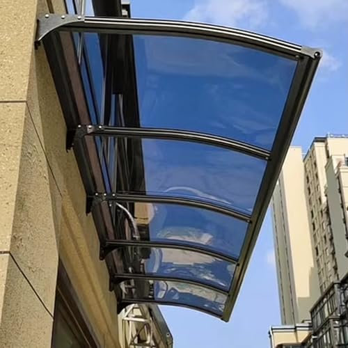 kufu01 Auvent de Porte et Fenêtres,Toit Marquise en Polycarbonate et Cadre en Aluminium,Résistant Aux Chocs 300 Kg,Marquise de Porte d’Entrée Protection UV Contre la Pluie (65x130cm/26 x51,Gold)