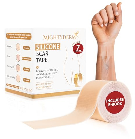 MightyDerm Silicone Scar Sheet – Silikon Narbenpflaster Rolle für Kaiserschnitt, OP-Narben & Akne | Medizinisches Silikonpflaster | 4cm x 3m