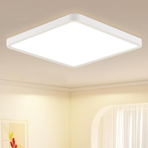 muyuua Deckenlampe LED Deckenleuchte Flach - Schlafzimmerlampe 23CM Badezimmerlampe Weiß 18W Küchenlampe Eckig Schlafzimmer Deckenbeleuchtung Flurlampe Decke Badlampe 3000K für Küche Flur