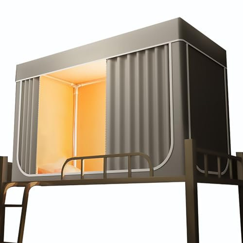 Bettzelt Baldachin mit Moskitonetz, tragbare Traumzelte für Etagenbett, Innenbereich, Privatsphäre, Verdunkelungsvorhänge, atmungsaktive Schlafzelte für Erwachsene und Kinder, Grau (190 x 90 x 90 cm)