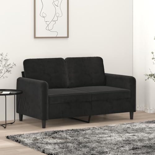 Willood 2 Sitzer Sofa mit Schlaffunktion Couch für Wohnzimmer Schlafzimmer Schwarz 120 cm Samt