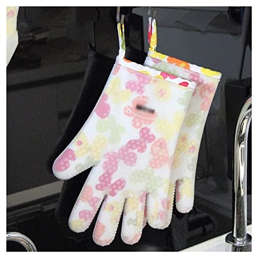 REIFOR Gant Four Maniques Cuisine Gants Isolés À Double Couche en Silicone Résistant À La Chaleur Et Anti-brûlure À Cinq Doigts pour Fours À Micro-Ondes Domestiques, 2 Pièces Gant Cuisine(G)