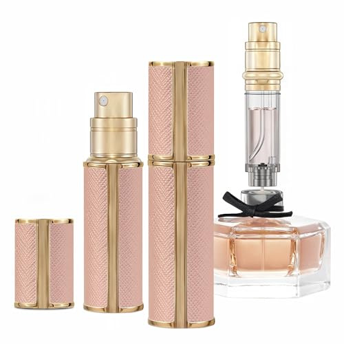 muilsae AG00RG Parfümzerstäuber Nachfüllbar, 5ml Leer Reise Parfüm Zerstäuber, Bodenfüllung parfum reise zerstäuber, für Handtasche, Reisen, Ferien, Flugreisen (Roségold)