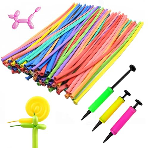 Aszaui 150 Pièces Ballon Gonflable,Ballons de Modélisation pour Animaux Avec Pompe, Ballon Sculpture,Long Ballons pour Modélisation,Idéal pour Les Décorations d'Anniversaires et de Mariages.