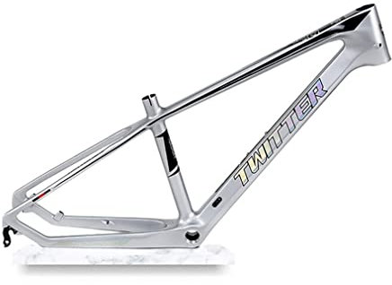 HSIRYAOHD 24er Fahrradrahmen, Karbonfaser, Mountainbike-Rahmen, 34,8 cm, Hardtail-Rahmen, XC-Scheibenbremse, QR, 135 mm, Innenführung (Silber)